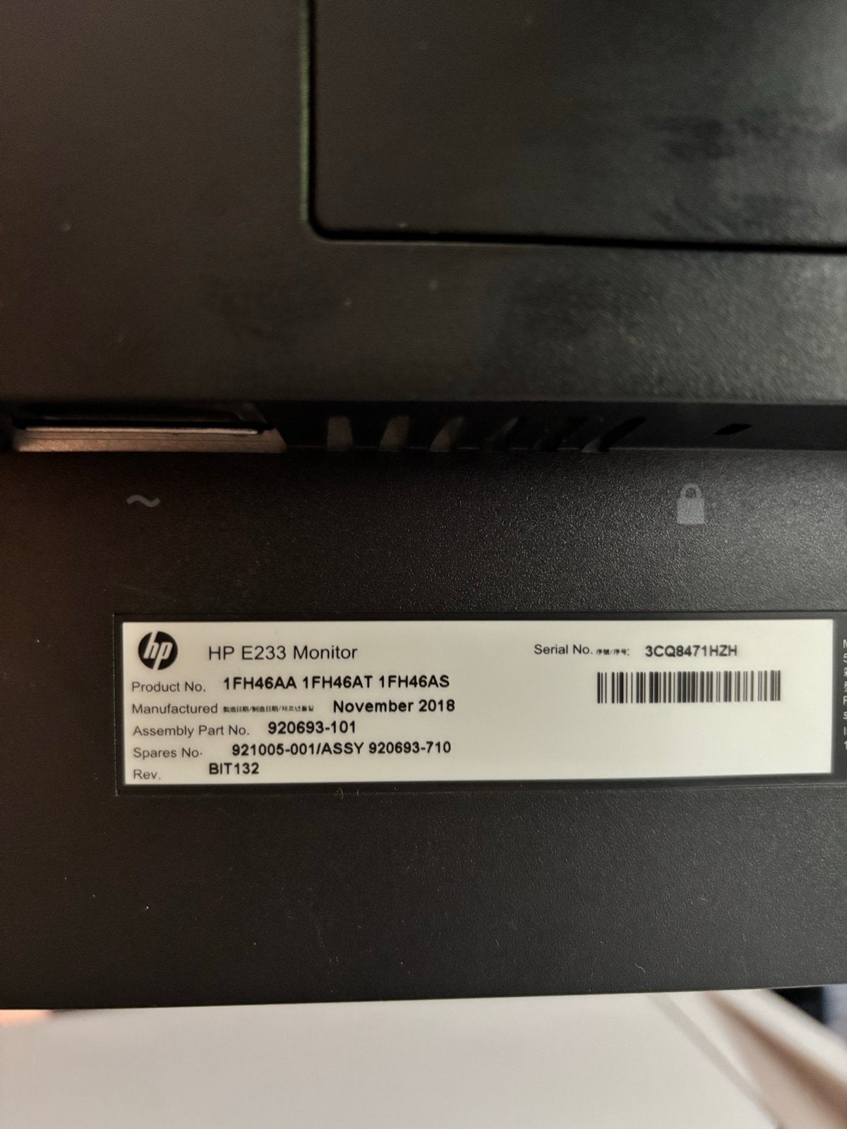 HP E233 Monitor - 24 inch Full HD IPS Scherm, Computers en Software, Monitoren, Gebruikt, IPS, In hoogte verstelbaar, Full HD