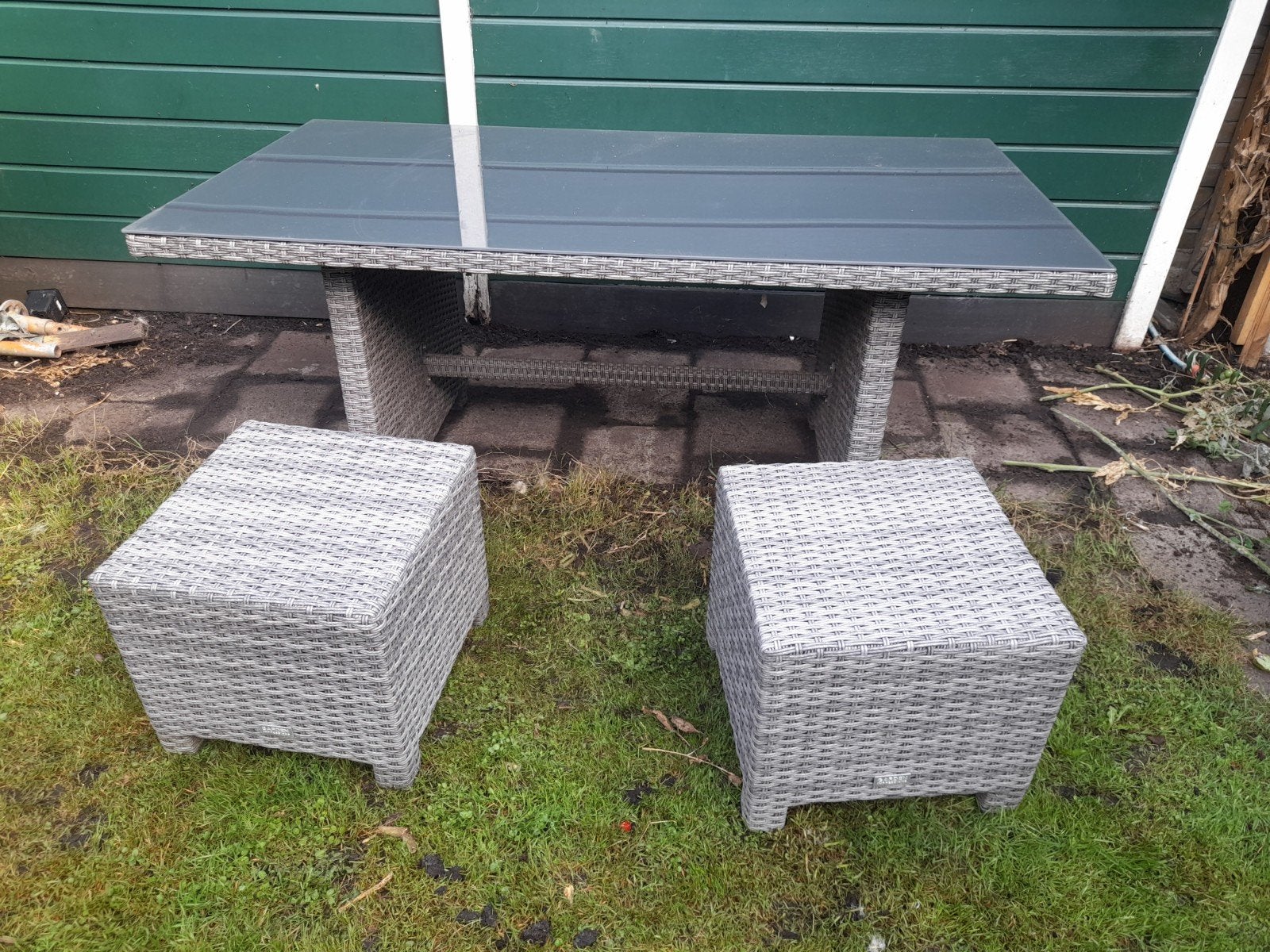 Buiten tafel met 2 zitjes, Ophalen, Rechthoekig, Aluminium