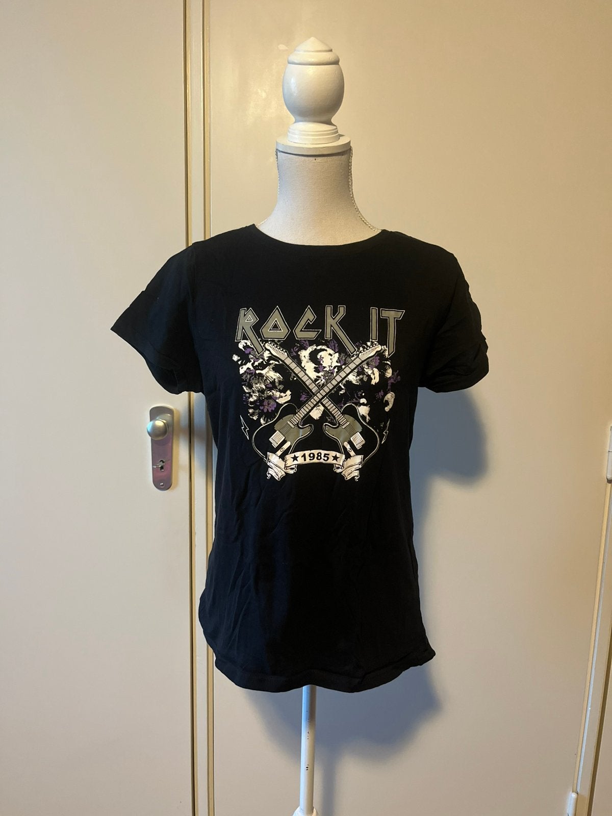 Shirt zwart gitaar maat M true spirit, Ophalen of Verzenden, Zo goed als nieuw, Zwart, Korte mouw
