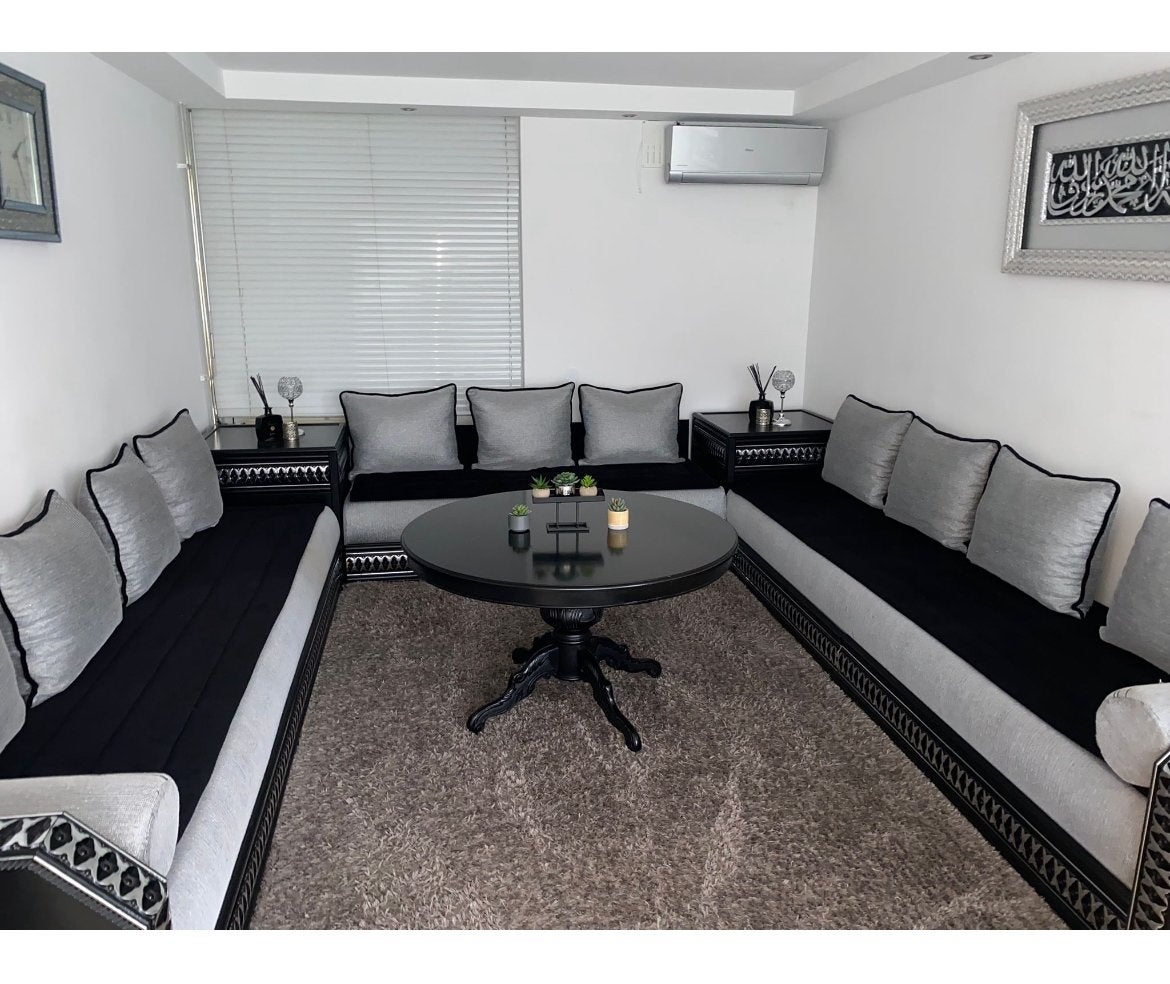 Marokkaanse banken set met tafel en hoektafels, Ophalen, Gebruikt, Hoekbank, 300 cm of meer