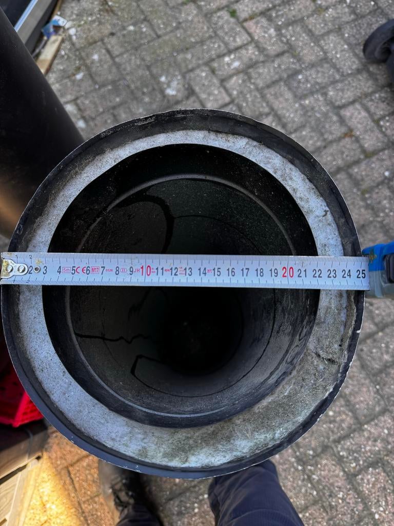 Dubbelwandige RVS kachelpijp 200mm, 1 meter lang, Doe-het-zelf en Verbouw, Ventilatie en Afzuiging, Ophalen, Gebruikt, Afzuiger