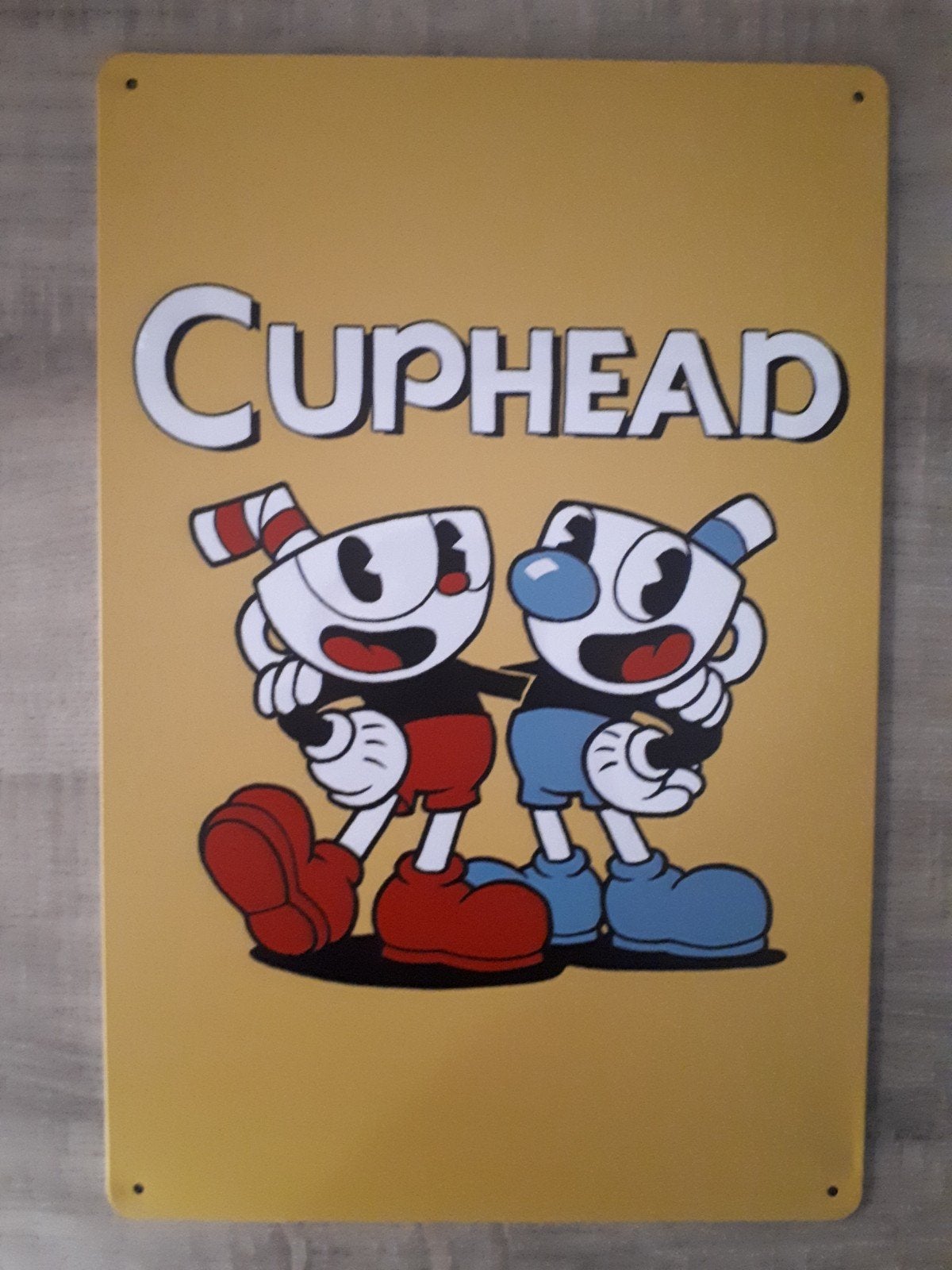 Cuphead 20x30 cm Metalen Reclamebord, Ophalen of Verzenden, Nieuw, Reclamebord, Plaat of Schild, Overige merken