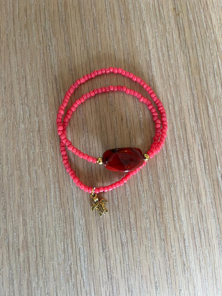 Ibiza armbanden rood koraal, Sieraden, Tassen en Uiterlijk, Armbanden, Ophalen of Verzenden, Nieuw, Rood