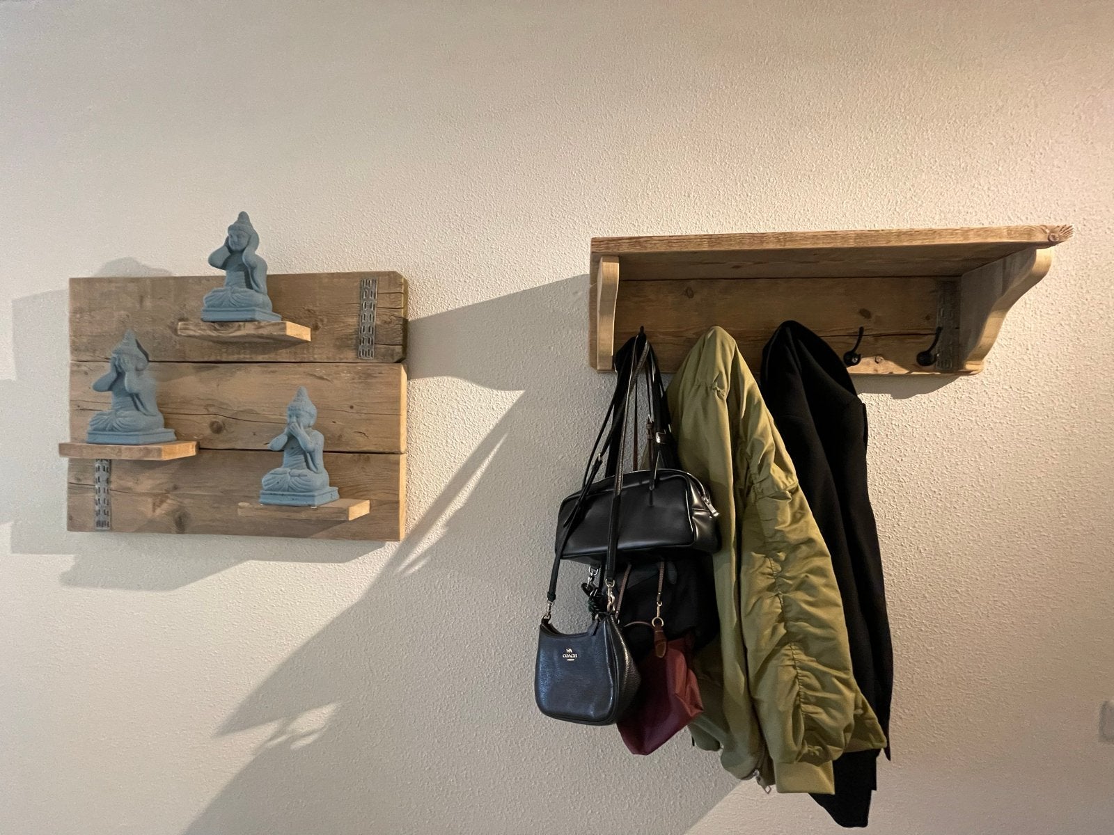 Houten wandkapstok met aparte wandpaneel, Gebruikt, Minder dan 100 cm, Hout, Ophalen