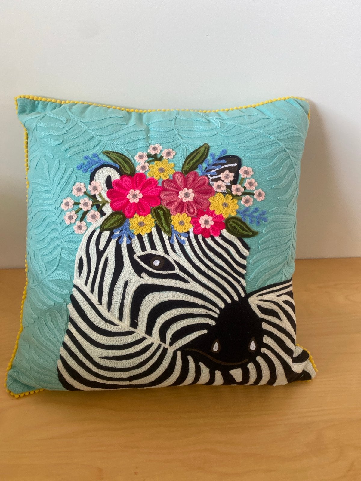 Handgemaakt katoenen kussen uit India, 43 x 43 cm, Huis en Inrichting, Woonaccessoires | Kussens, Ophalen, Overige merken, Meerkleurig