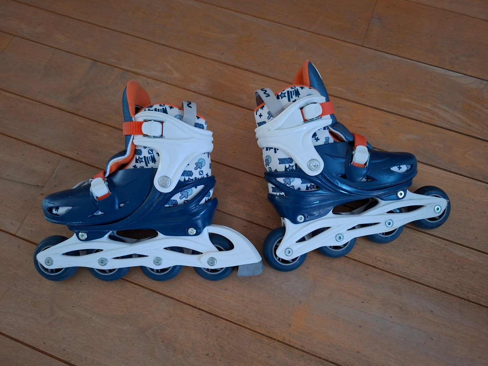 Verstelbare kinder skates - Maat 33-36, blauw/oranje/grijs/w, Ophalen, Verstelbaar, Gebruikt, Kinderen