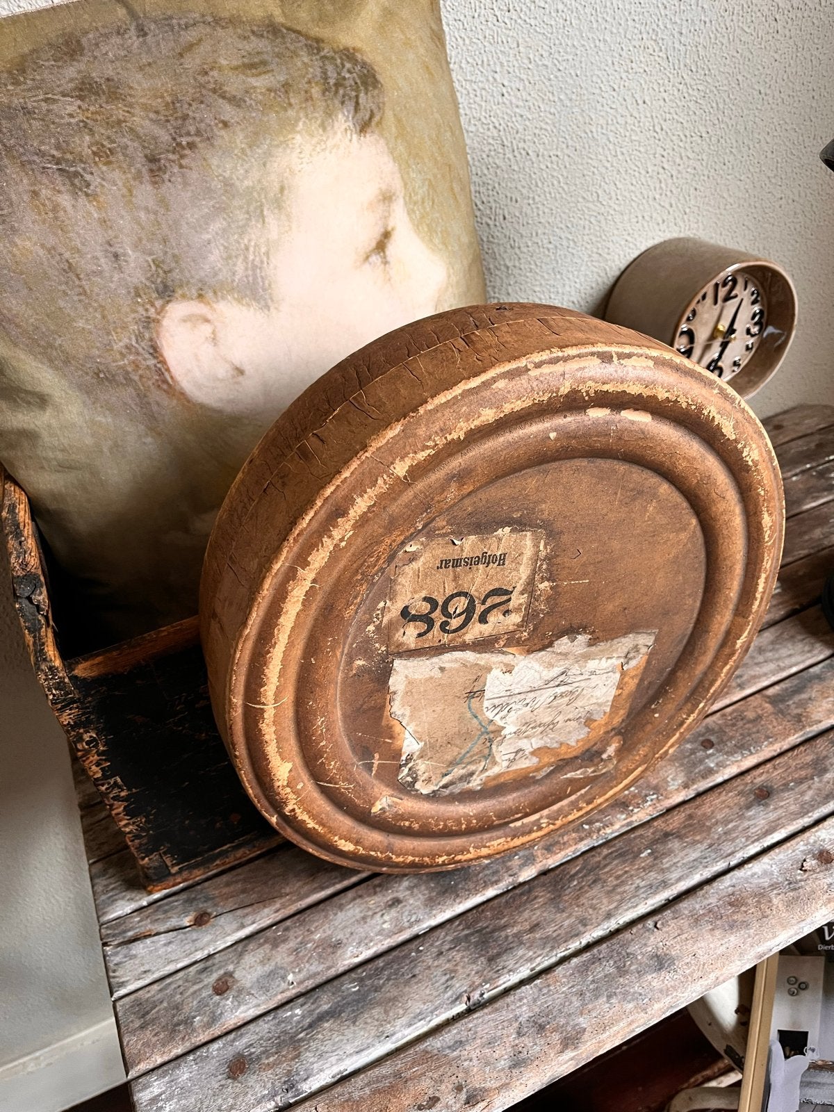 Antieke hoedendoos - Decoratieve vintage opberger, Ophalen of Verzenden