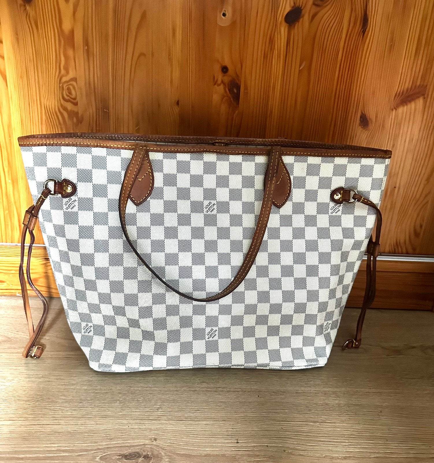 LV Neverfull MM Azur, Ophalen of Verzenden, Zo goed als nieuw, Bruin, Shopper
