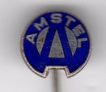 Speldje AMSTEL MOTOR EMAILLE BLAUW RS STOKVIS & ZONEN, Ophalen of Verzenden, Gebruikt, Overige onderwerpen