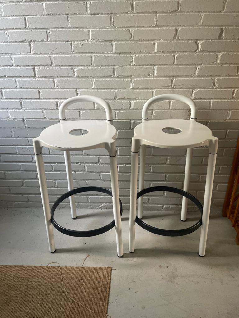 Set van 2 Anna Castelli Ferrieri krukken voor Kartell, Huis en Inrichting, Barkrukken, Kunststof, Gebruikt, Met voetsteun, 60 tot 90 cm