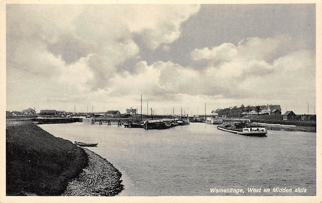 Wemeldinge West en Midden sluis Binnenvaart Oosterschelde, Ophalen of Verzenden, 1920 tot 1940, Ongelopen, Zeeland
