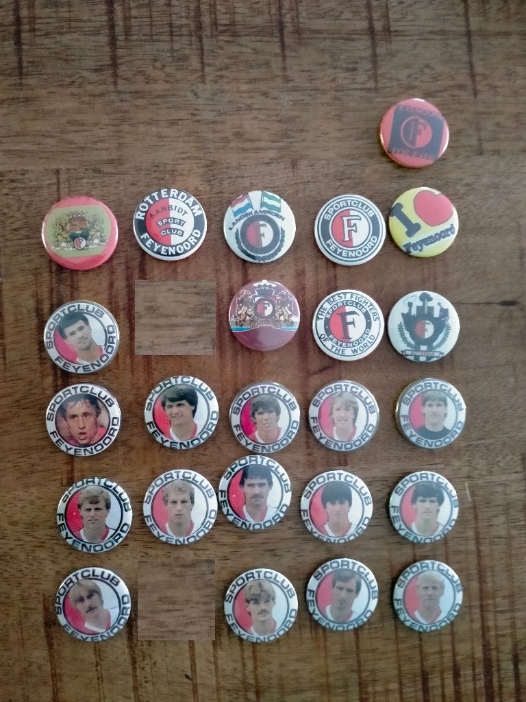Feyenoord Rotterdam voetbal vintage logo buttons sport, Ophalen of Verzenden, Gebruikt, Feyenoord, Overige typen
