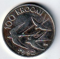 100  kronen  1992  Estland. km. 27   unc., Ophalen of Verzenden, Overige landen, Losse munt, Zilver