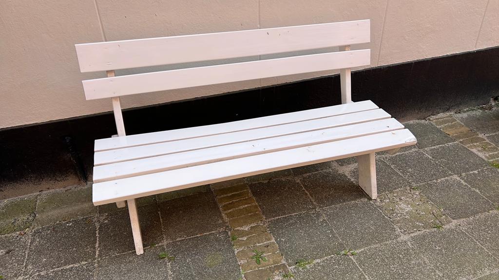 Tuinbank 148 cm lang en 88 cm hoog, Tuin en Terras, Tuinbanken, Ophalen, Gebruikt, Hout
