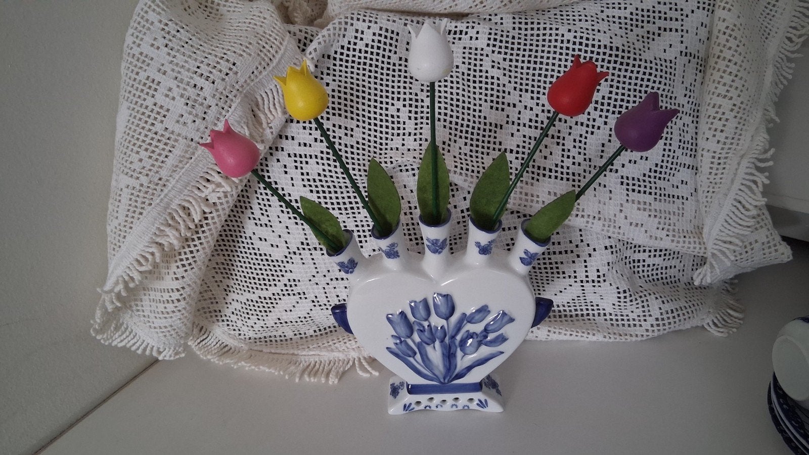 Delfts Blauw Tulpenvaas Hartvormig Royal Twickel, Ophalen of Verzenden