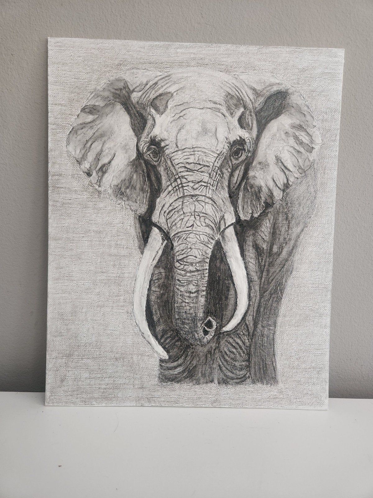 Olifant in 3D op canvasdoek A4 formaat, Ophalen of Verzenden, Tekening