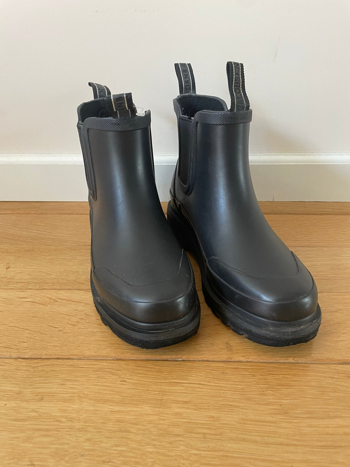 Ilse Jacobsen Zwarte regenlaarzen met platformzool, Kleding | Dames, Schoenen, Ophalen, Zo goed als nieuw, Zwart, Regenlaarzen
