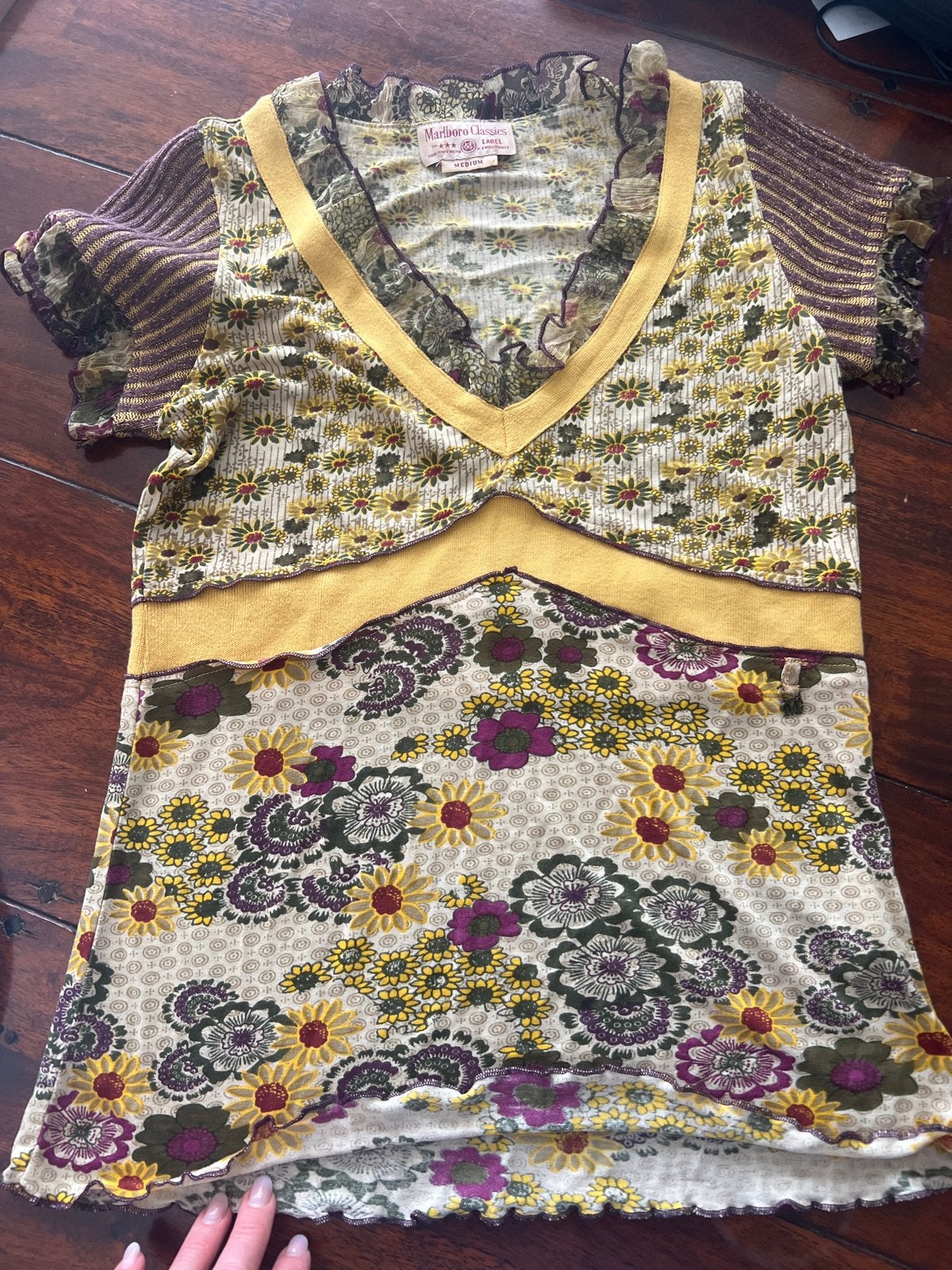 Marlboro Classics bloemenprint top maat M, Maat 38/40 (M), Korte mouw, Gedragen, Meerkleurig
