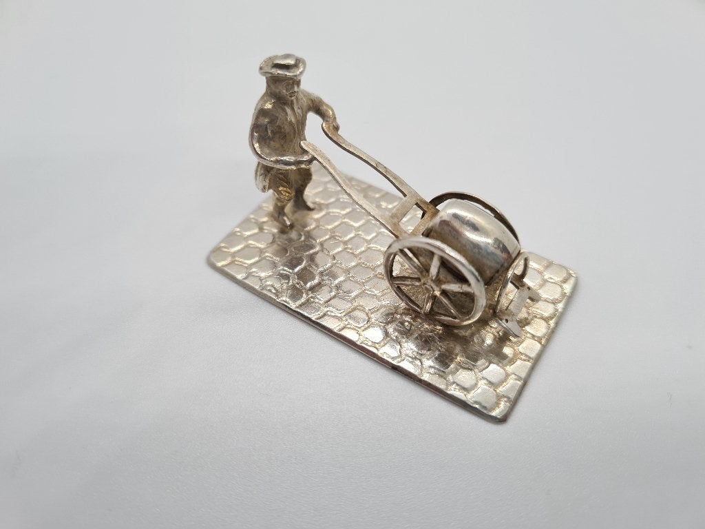 Zilveren miniatuur, wijntransport. Met zilvermerk., Verzenden, Zilver
