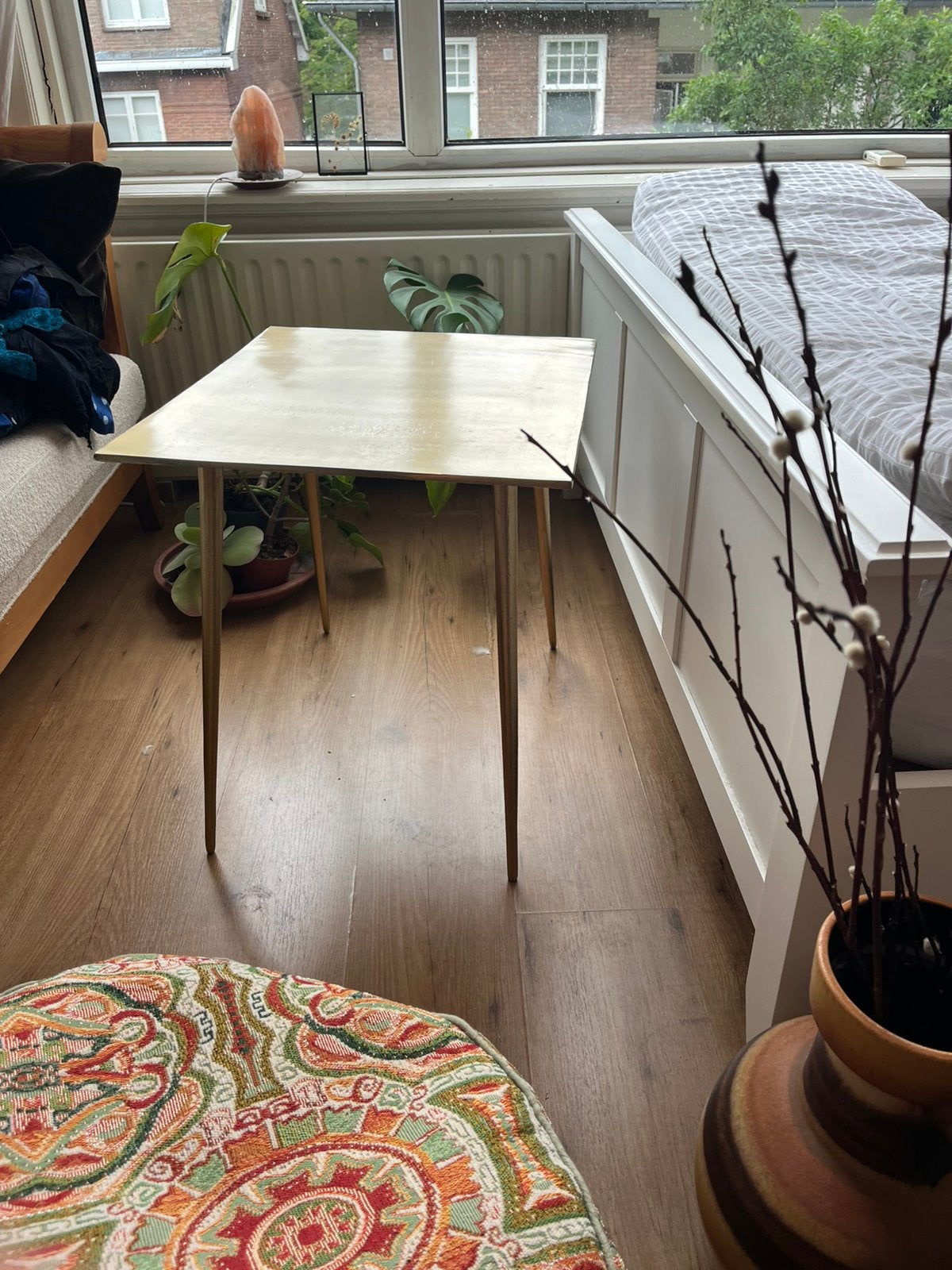 Gouden bijzettafel, 45 tot 60 cm, Minder dan 55 cm, Metaal of Aluminium, Rond