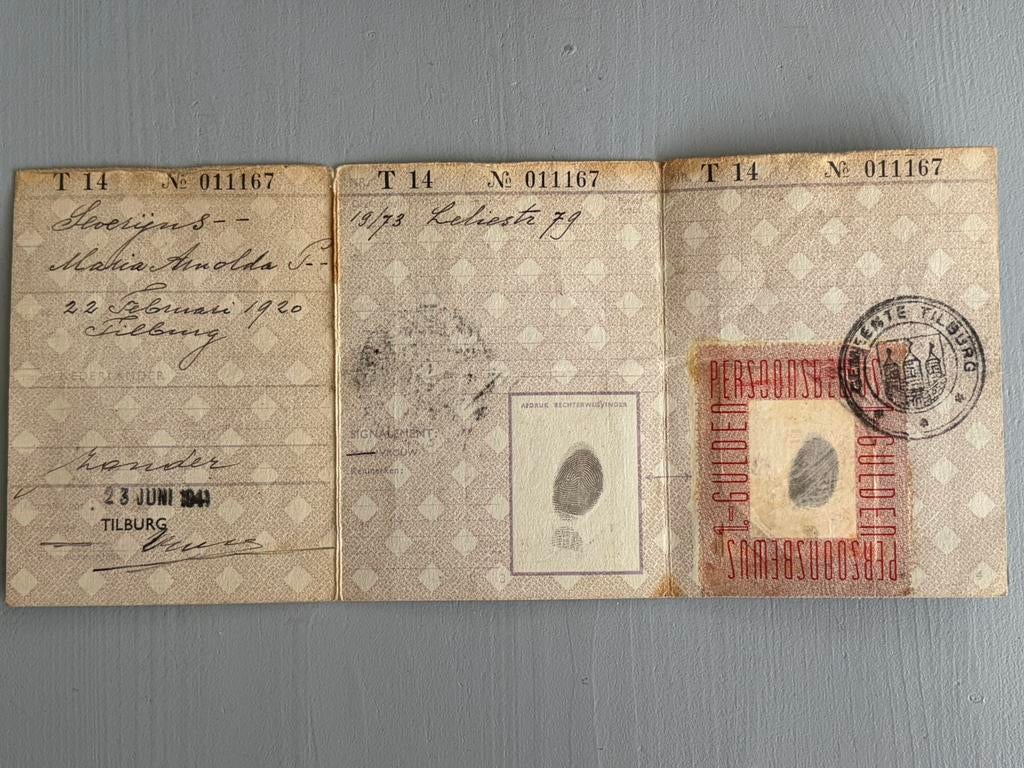Persoonsbewijs - 1941 - Tilburg, Verzamelen, Militaria | Tweede Wereldoorlog, Ophalen, Nederland, Overige typen
