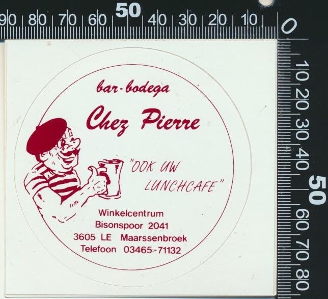 Sticker: Bar Bodega Chez Pierre - Maarssenbroek (1), Ophalen of Verzenden, Zo goed als nieuw, Bedrijf of Vereniging