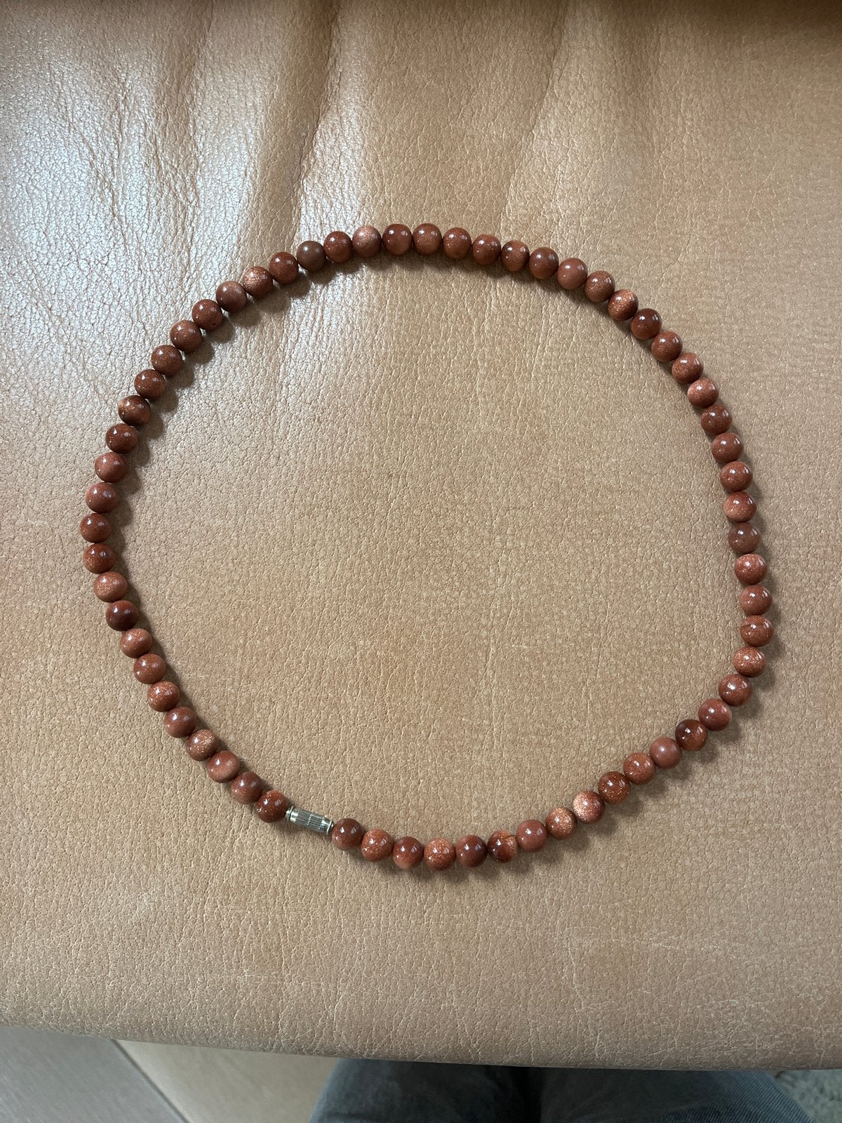Mooie bruine kralenketting met glinstering, Met kristal, Bruin, Ophalen of Verzenden, Zo goed als nieuw