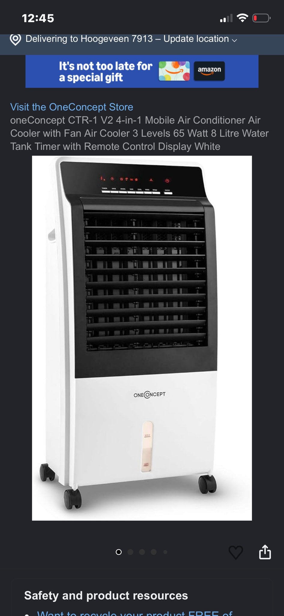 Stille Mobiele Airco 4-in-1 met Afstandsbediening, Witgoed en Apparatuur, Airco's, Ophalen, Minder dan 60 m³, Nieuw, 3 snelheden of meer