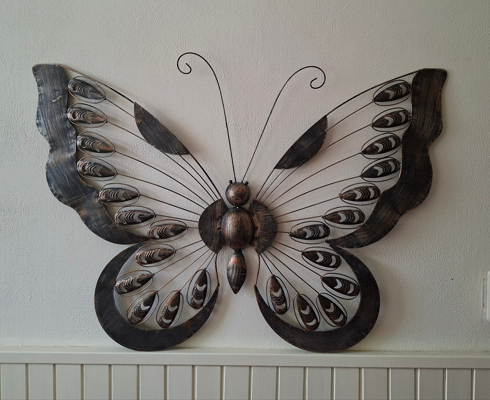 Metalen wanddecoratie vlinder, Ophalen, Metaal, Gebruikt, 90 cm