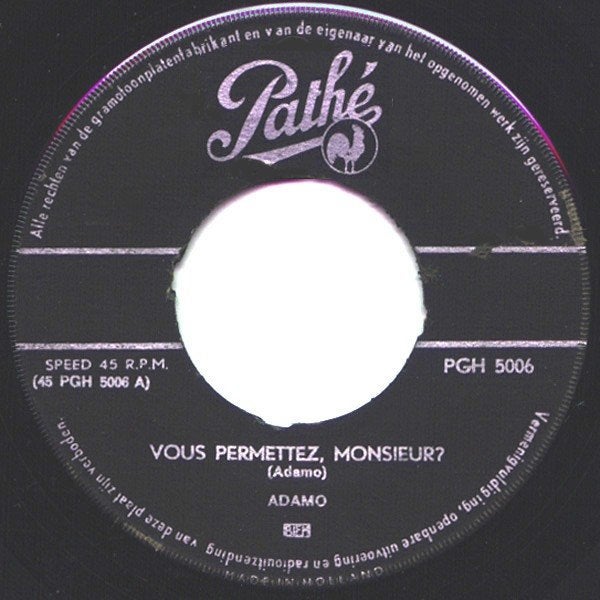 Adamo – Vous Permettez, Monsieur? / Dans Le Vert De Ses Yeux, Gebruikt, 7 inch, Ophalen of Verzenden, Pop