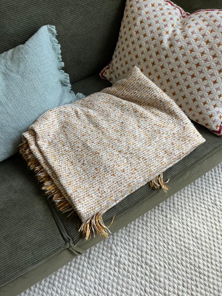 Deken wit/geel/oranje van H&M Home, Huis en Inrichting, Ophalen, Zo goed als nieuw