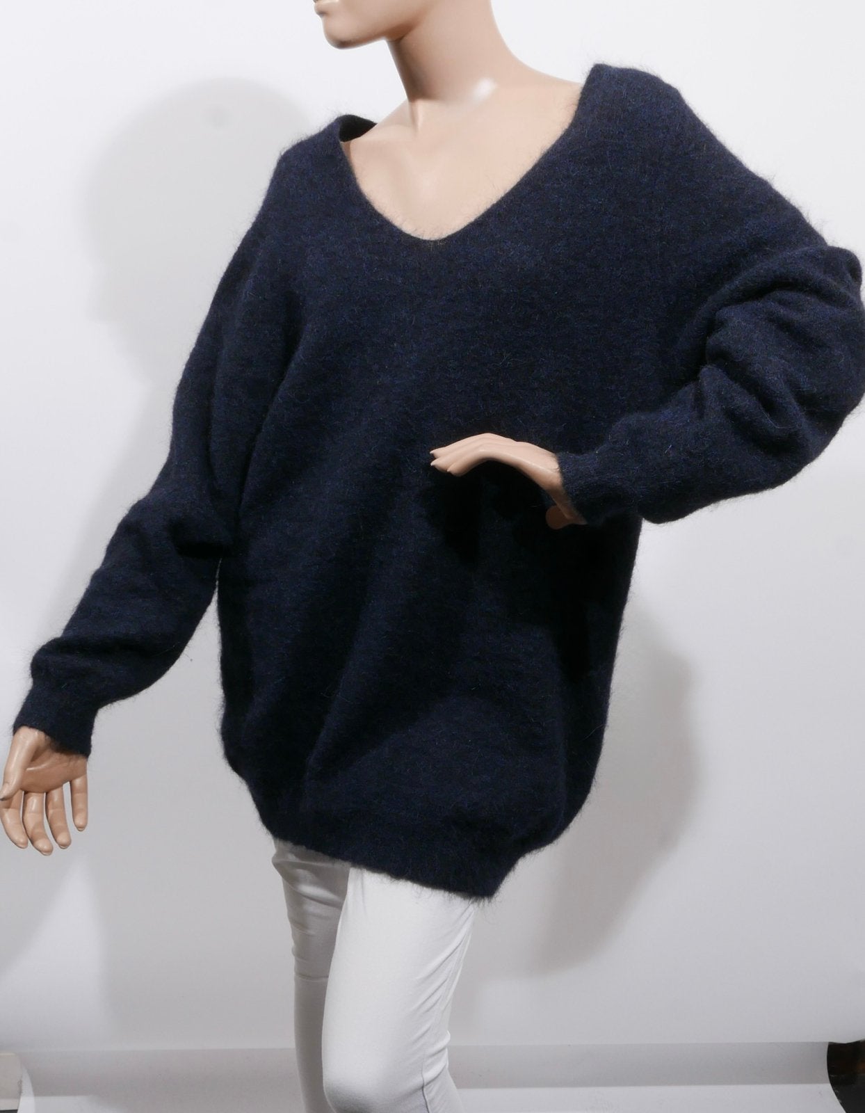 HUMANOID navy alpaca/ mohair wolmix trui maat M ZGAN, Ophalen of Verzenden, Zo goed als nieuw, Maat 38/40 (M), Blauw