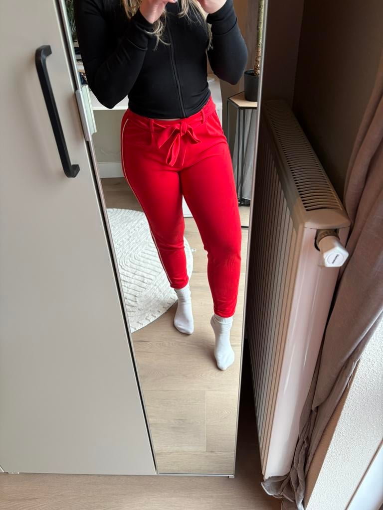 Rode jogger broek, Kleding | Dames, Broeken en Pantalons, Ophalen of Verzenden, Maat 34 (XS) of kleiner, Lang, Gedragen