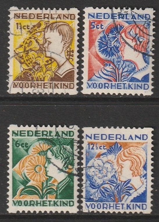 1932, Kinderzegels, Roltanding, NVPH R94/R97, gestempeld, Postzegels en Munten, Postzegels | Nederland, Verzenden, T/m 1940, Gestempeld