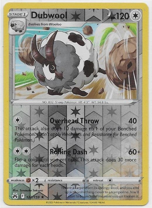 Crown Zenith,  Dubwool [reverse] 122/159, Hobby en Vrije tijd, Verzamelkaartspellen | Pokémon, Nieuw, Losse kaart, Verzenden