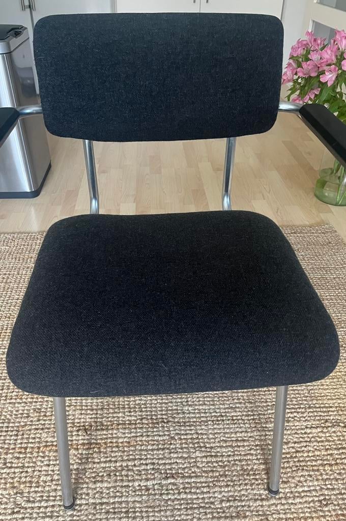Stoel eetkamer bureau buisframe modern donkergrijs, Ophalen, Zo goed als nieuw, Grijs, Eén