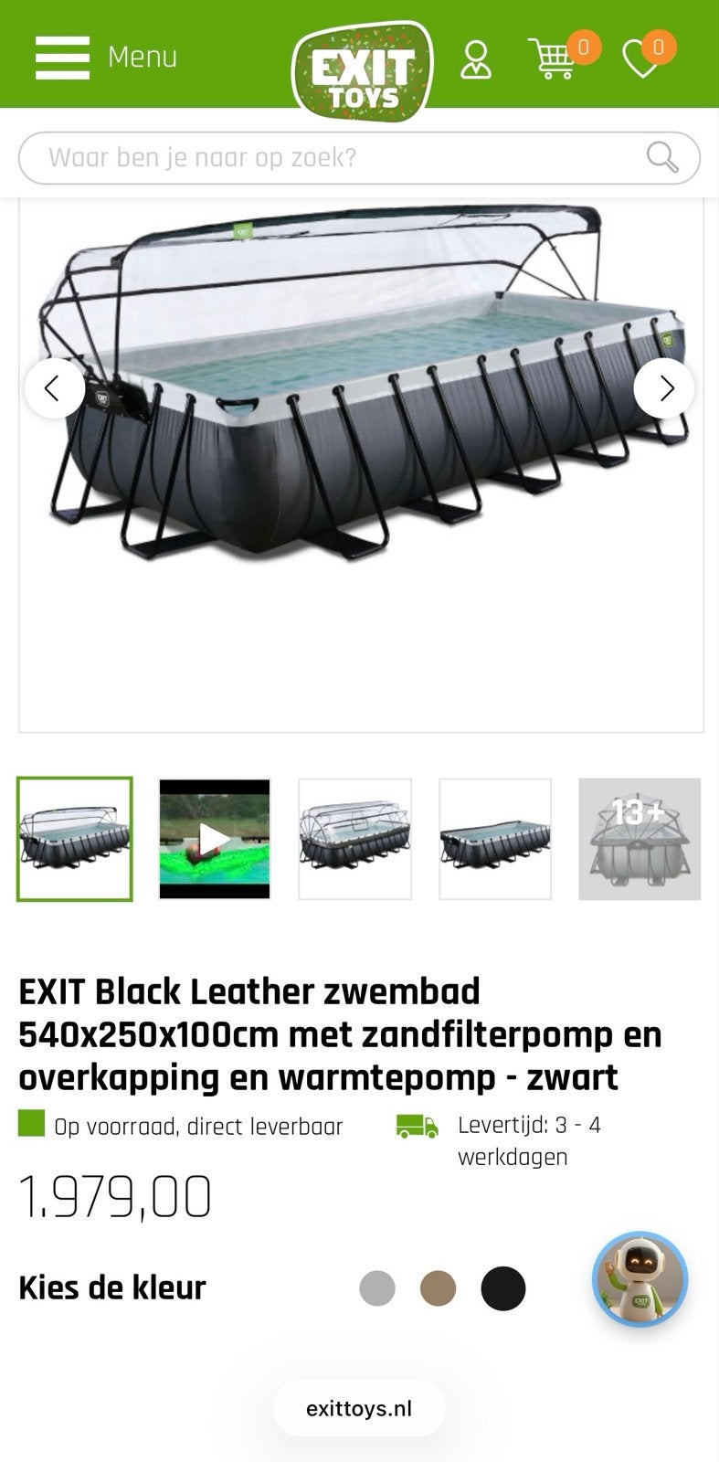 EXIT Black Leather zwembad met overkapping en warmtepomp, Ophalen, 200 tot 300 cm, 80 tot 120 cm, Zo goed als nieuw