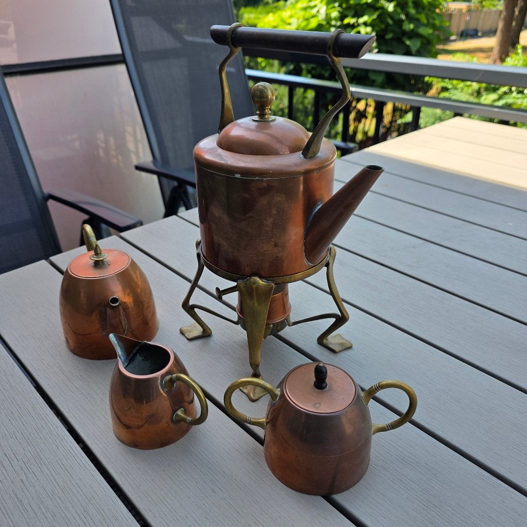 Koperen thee set antiek, Ophalen, Koper