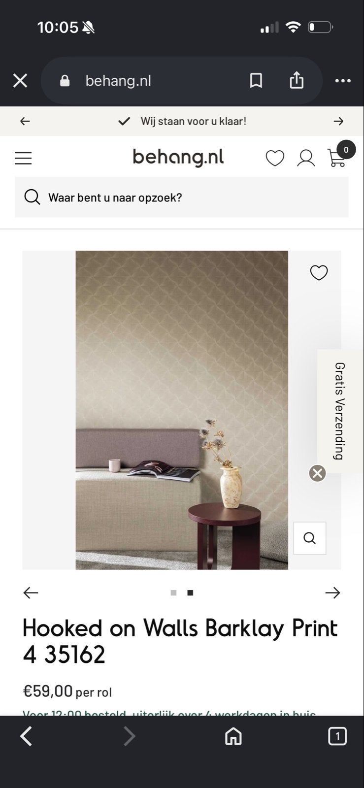 Hooked on Walls Barklay Print 4 35162 Behang (bijna volle ro, Ophalen, Overige merken, Beige, Geometrisch