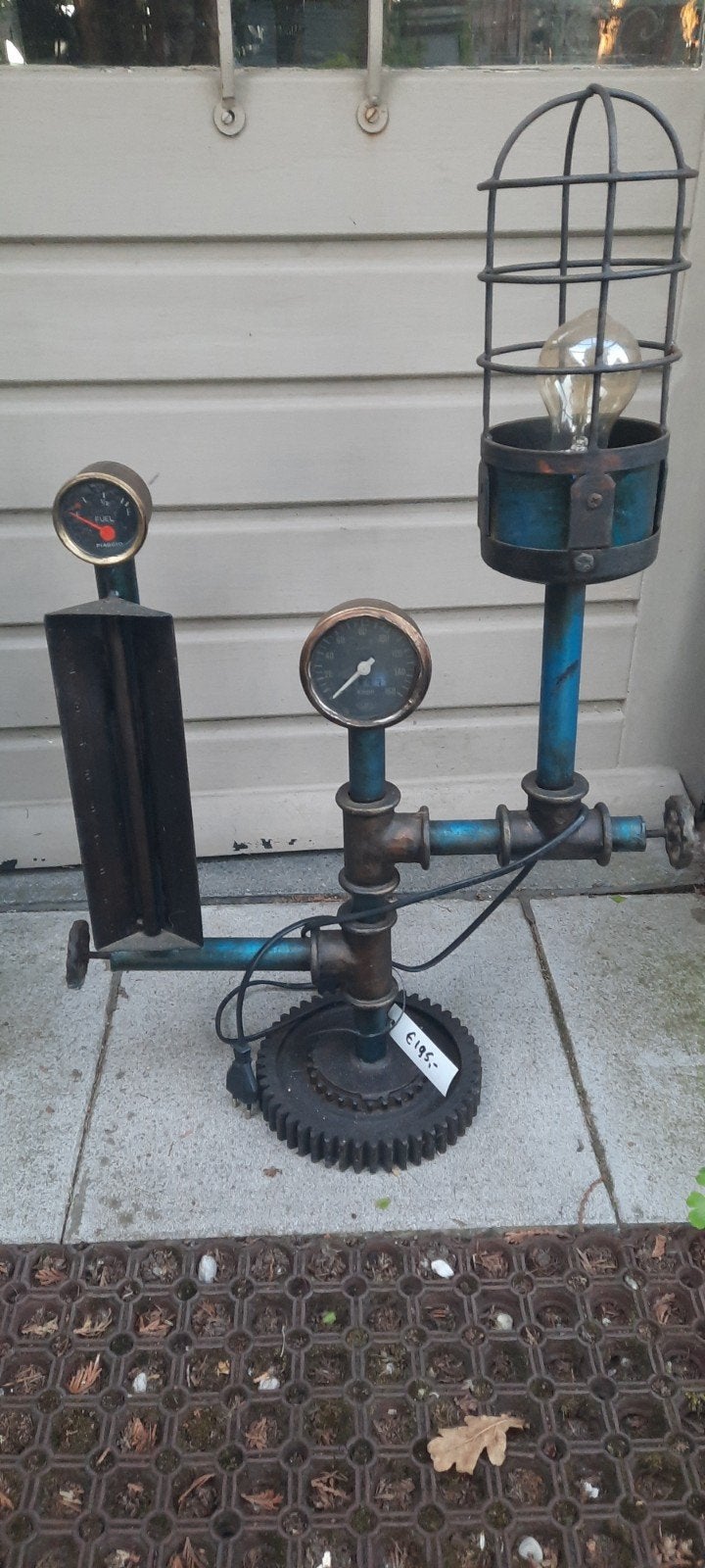 Unieke Industriële Steampunk Lamp met Meters, Ophalen of Verzenden