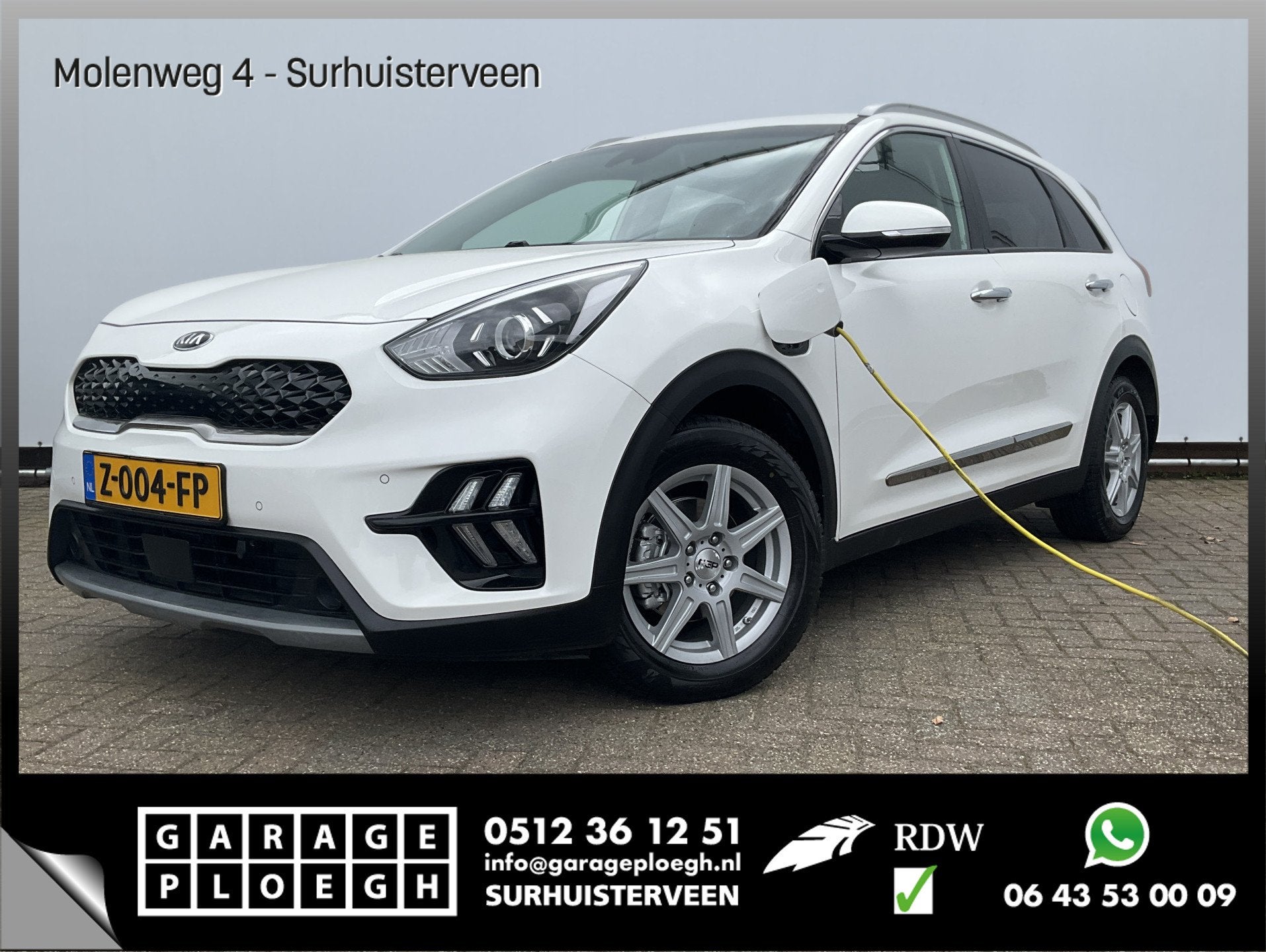 Kia Niro 1.6 GDi Plug-in PHEV Adap.Cruise Stoel/Stuurverw Na, Auto's, Gebruikt, Euro 6, Automatische klimaatregeling, Wit