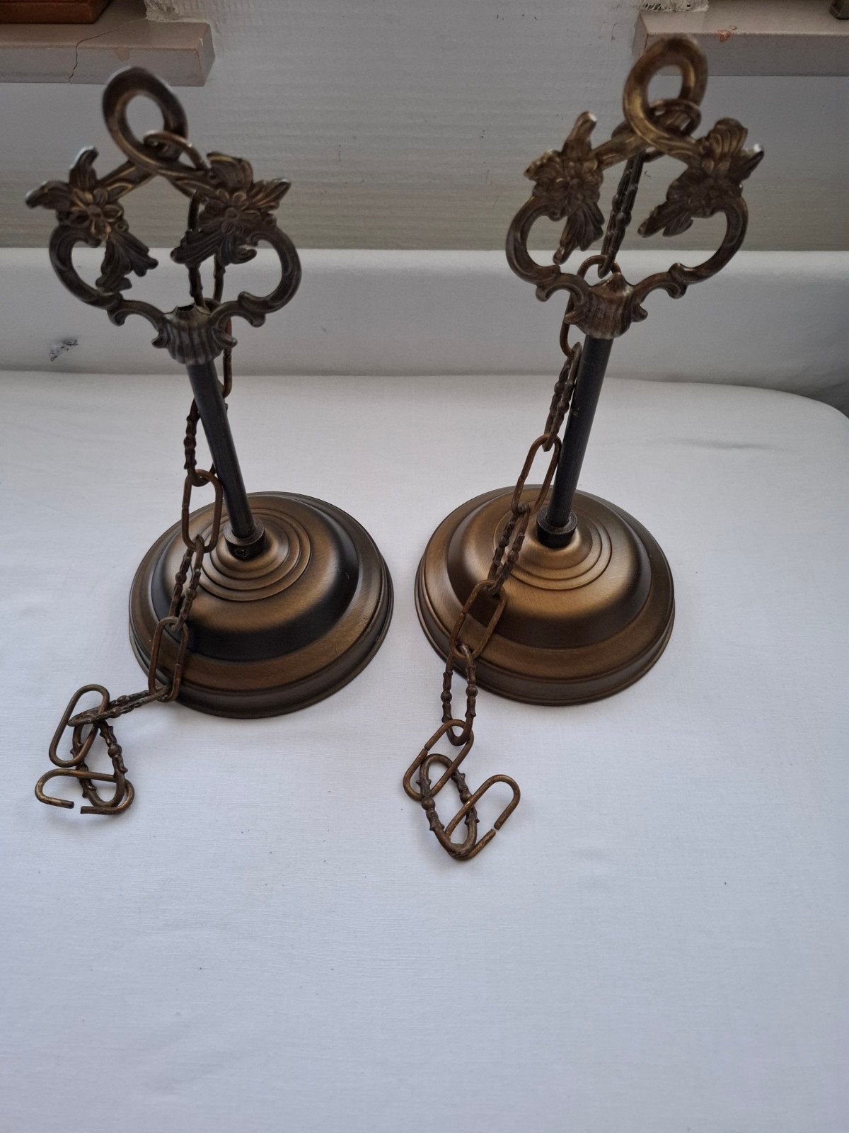 2 plafonkappen met ketting, Antiek en Kunst, Antiek | Lampen, Ophalen of Verzenden