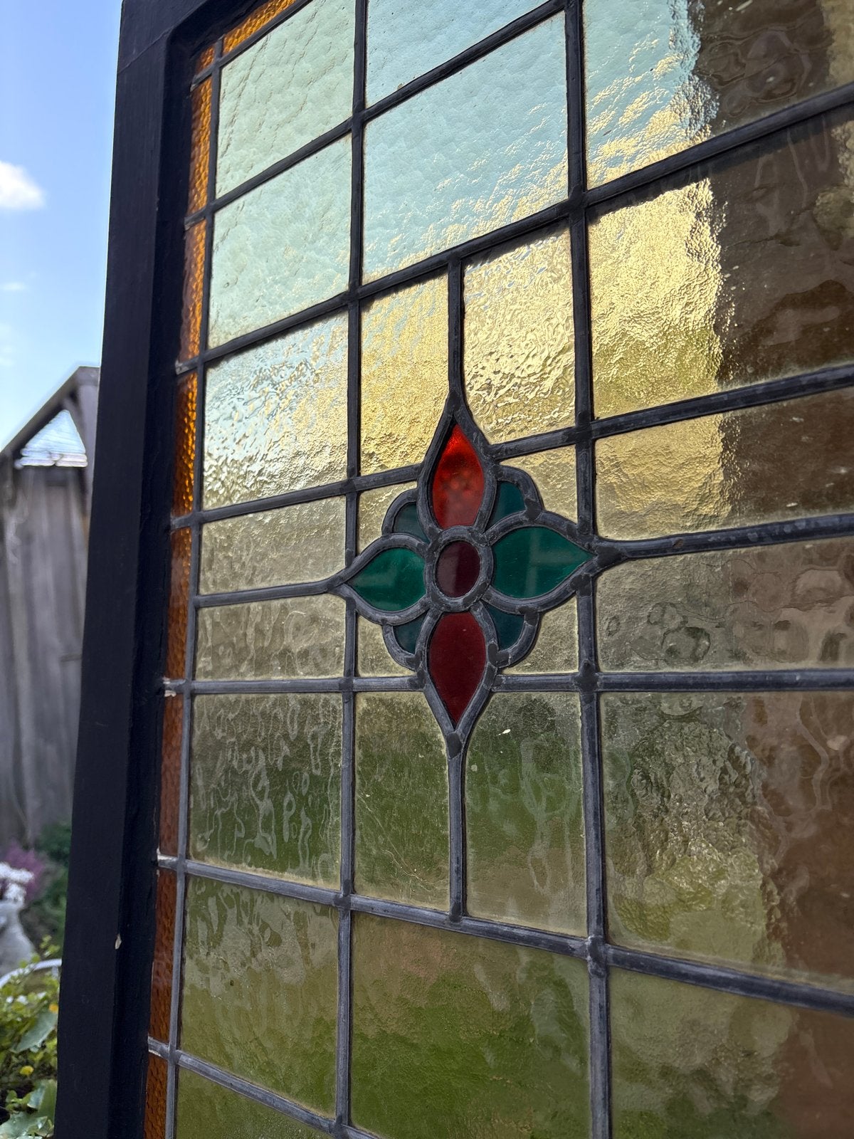 Prachtig glas in lood raam - 152x54 cm, Ophalen of Verzenden