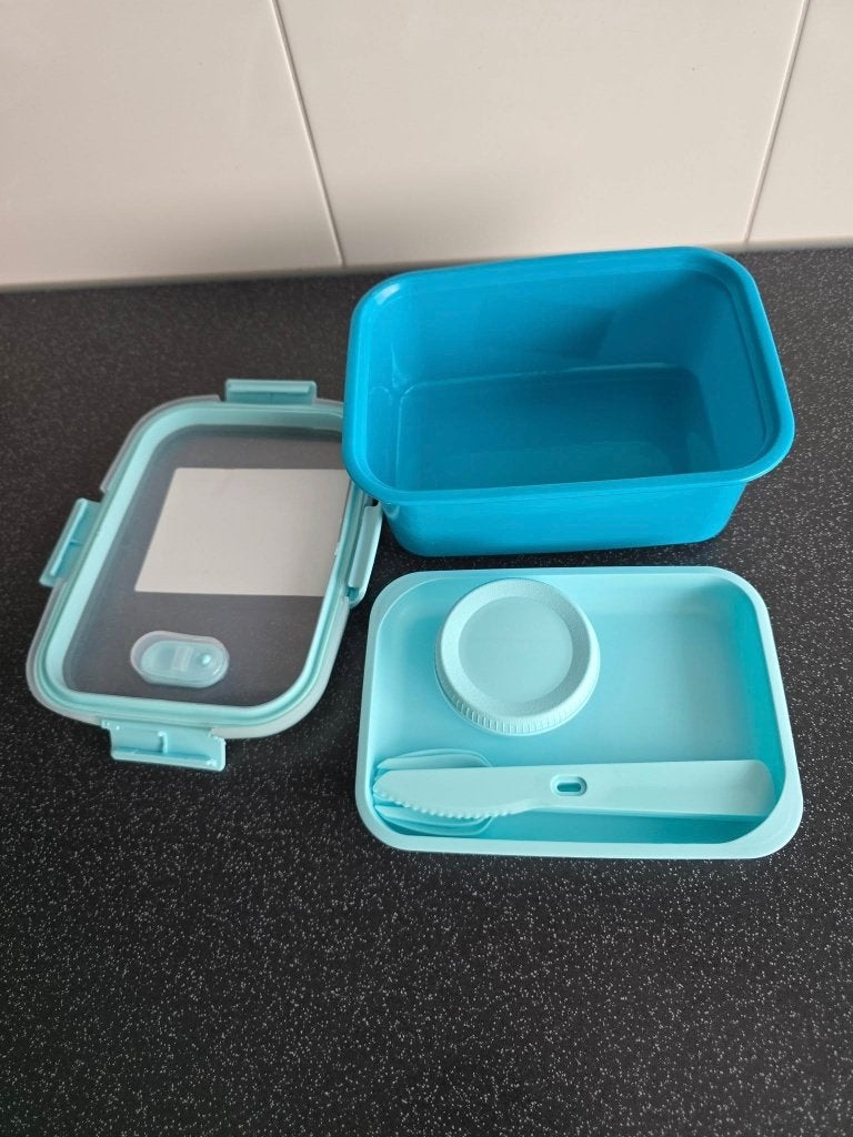 Curver To Go Lunchbox met bestek en sausbakje, Blauw, Kunststof, Nieuw, Ophalen of Verzenden