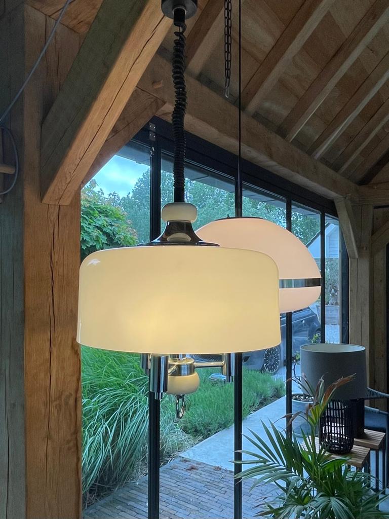 Italiaanse design hanglamp, Verzenden, Gebruikt, Retro vintage jaren 70, Minder dan 50 cm