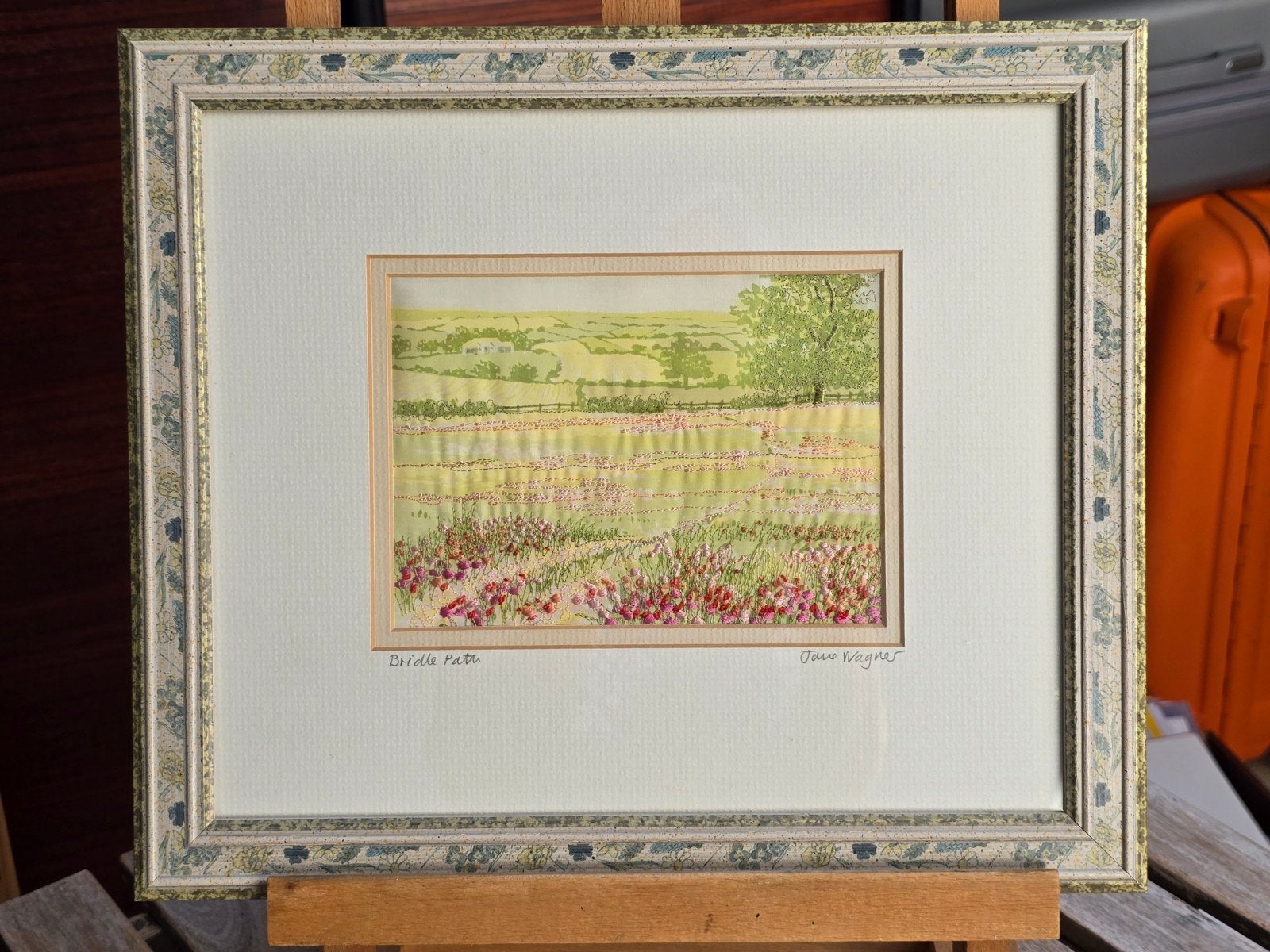 2x Schilderij van Jane Wagner - 'Midday Path' en 'B, Ophalen of Verzenden, Overige typen, Gemengde techniek, Gesigneerd