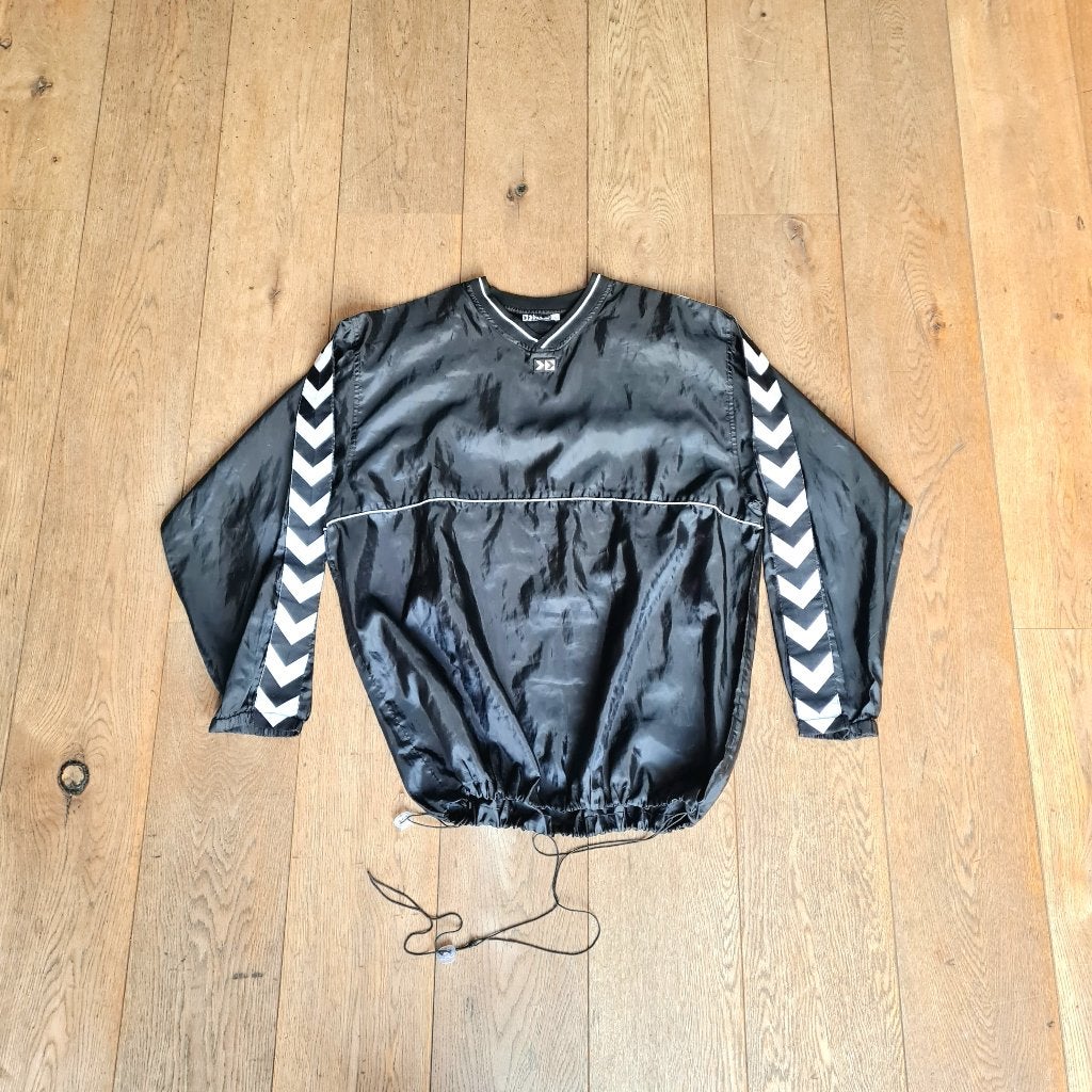 Glanzende zwart-witte herensweatshirt met chevronpatroon, Maat 52/54 (L), Zwart, Ophalen of Verzenden, Gedragen