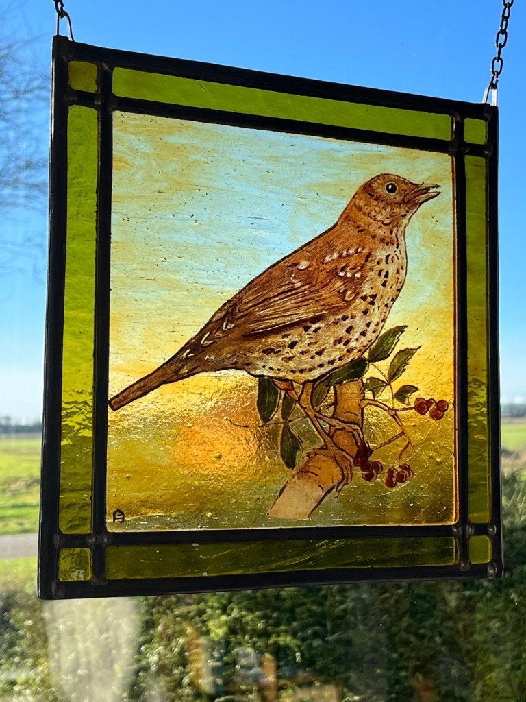 Zangvogel lijster putter vink  roodborstje glas in lood raam, Ophalen of Verzenden, Nieuw, Overige typen