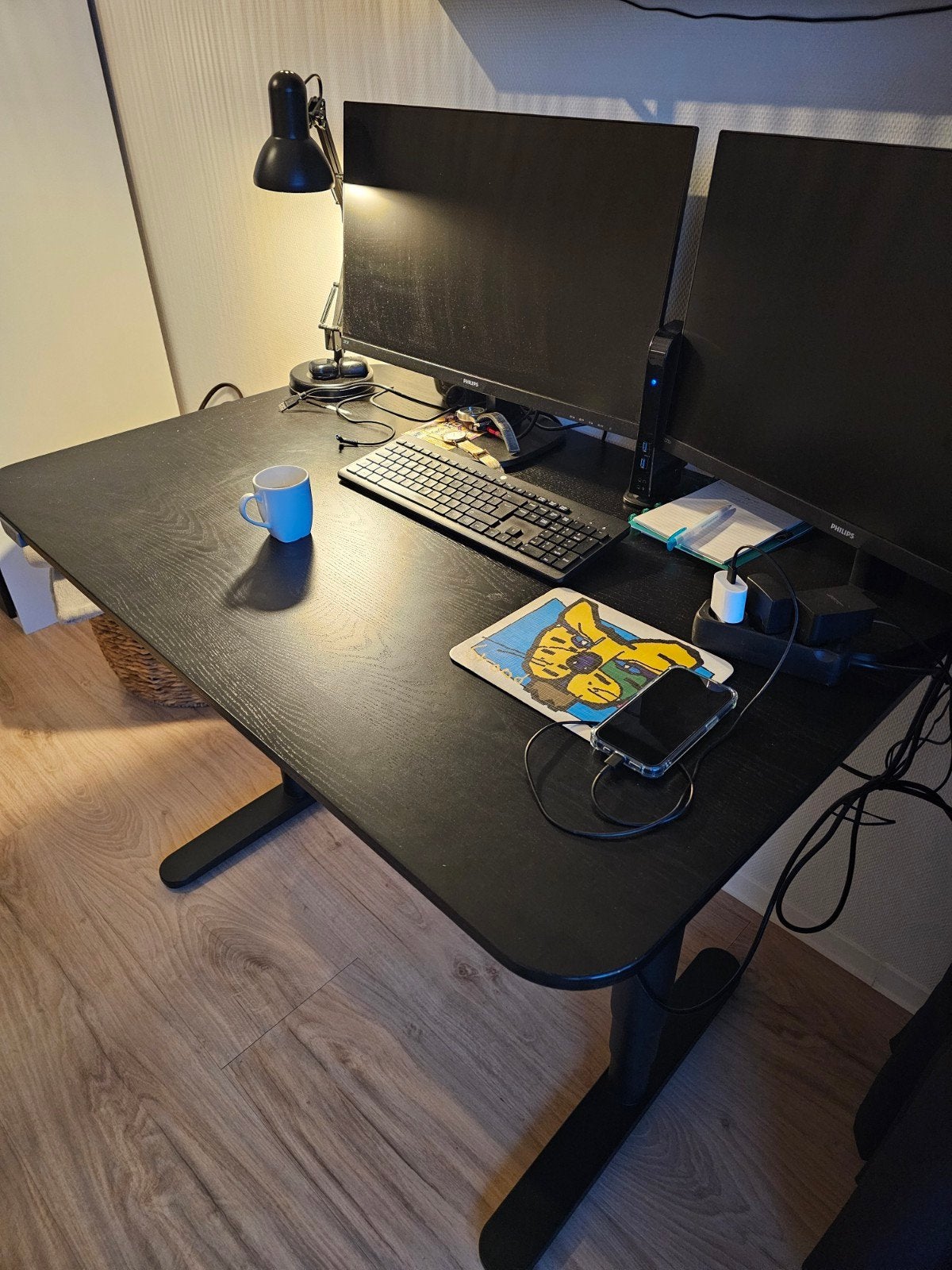 IKEA Zit-sta bureau 120x80 cm - Zwart, Ophalen, Gebruikt, 120 cm, IKEA
