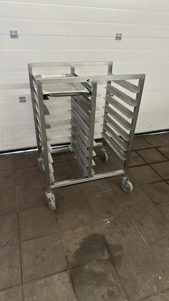 Rvs regaalwagen 16 laags afmetingen zie foto’s, Huis en Inrichting, Ophalen, ..., Zo goed als nieuw, ...
